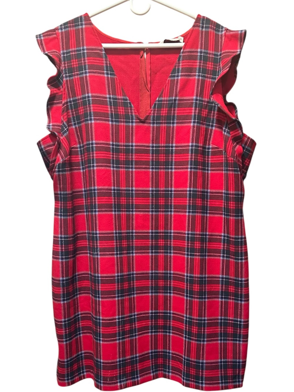Vineyard Vines Red Plaid Sleeveless V-Neck Tunic